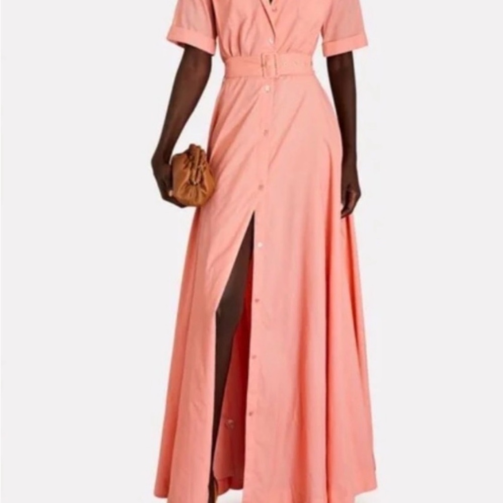 STAUD Millie Coral Maxi Dress with Belt